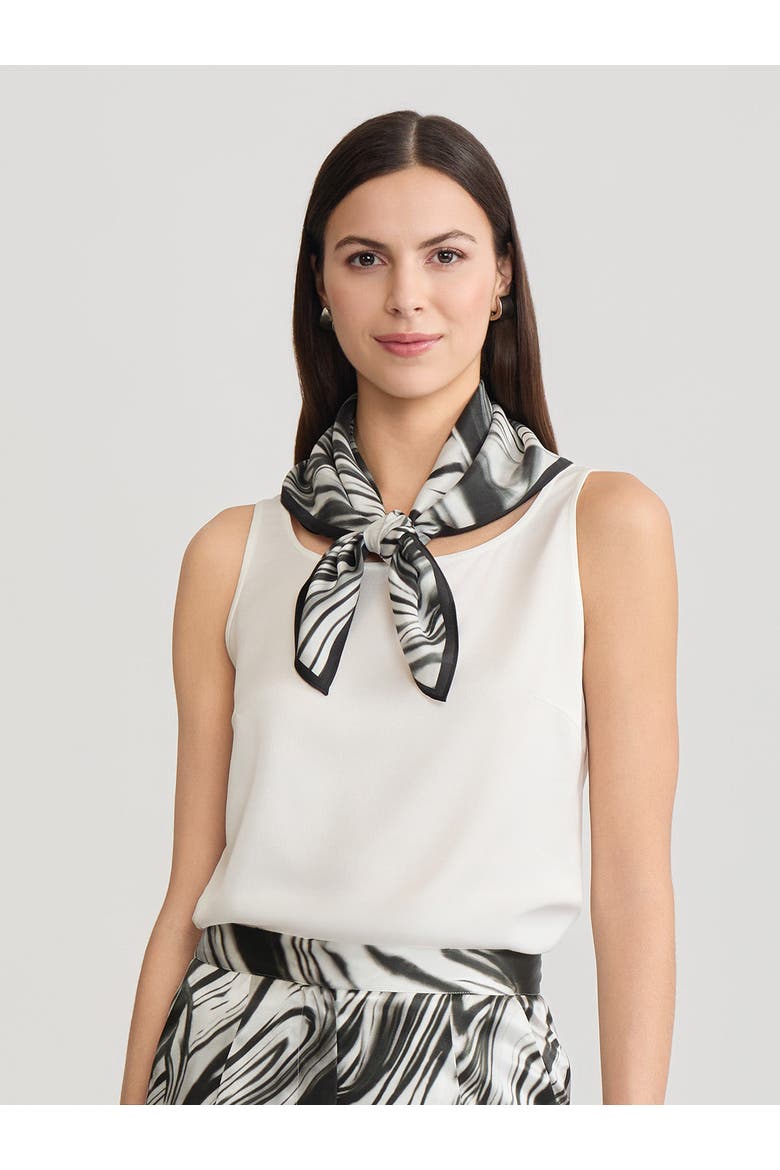 Marble Print Silk Scarf, Alternate, color, Black/White