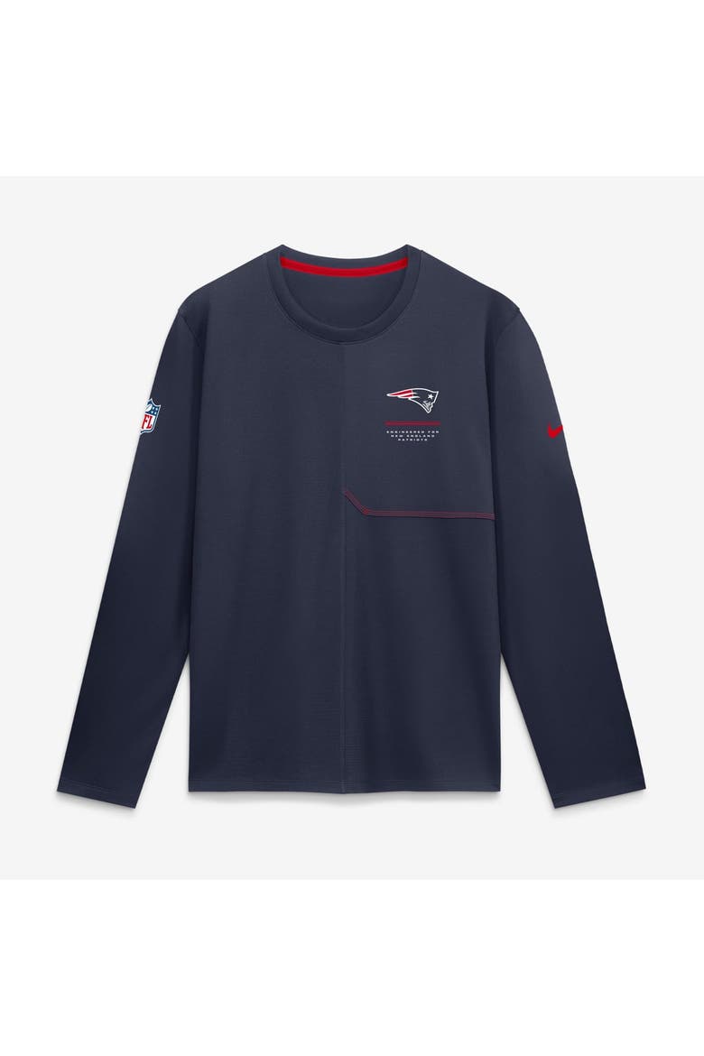 Men's Nike  Navy New England Patriots Sideline Coaches UV Dri-FIT Long Sleeve Shirt, Main, color, Navy