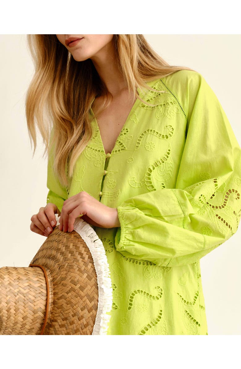 Cartolina Selwin Eyelet Mini Dress, Alternate, color, Chartruese
