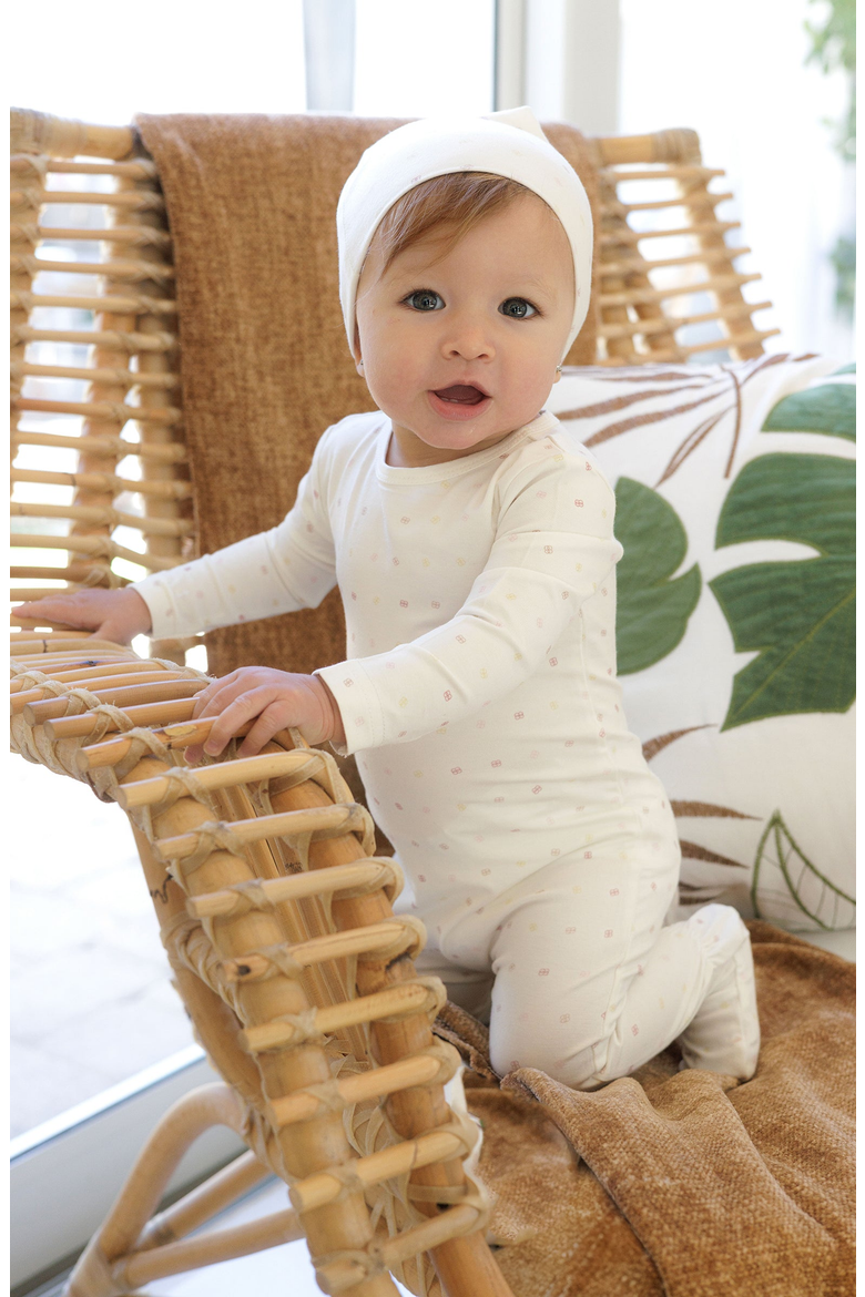 Baby Girl Pattern Footie, Alternate, color, White / Pink / Yellow
