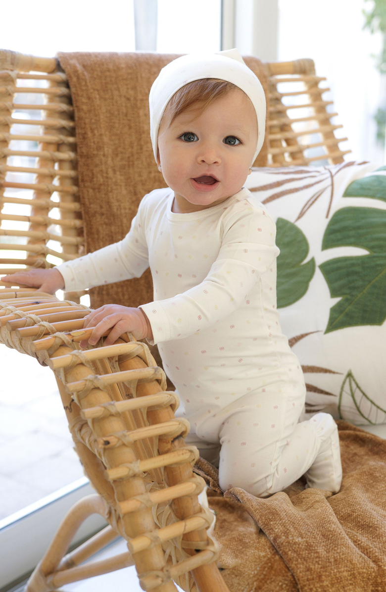 NoggiWear Baby Girl Pattern Footie, Alternate, color, White / Pink / Yellow