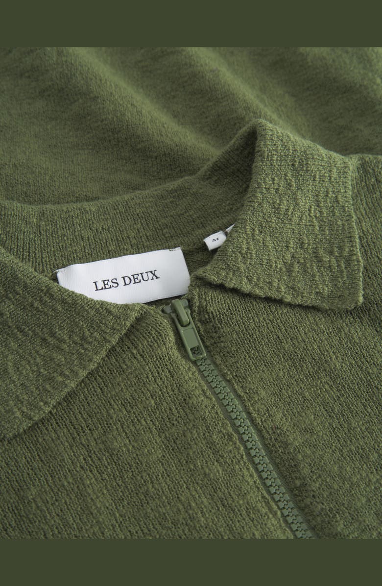 Les Deux Brad Zipper Cotton Polo, Alternate, color, Chive Green