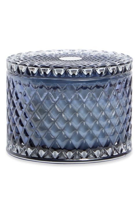 Teakwood Etched Glass Candle