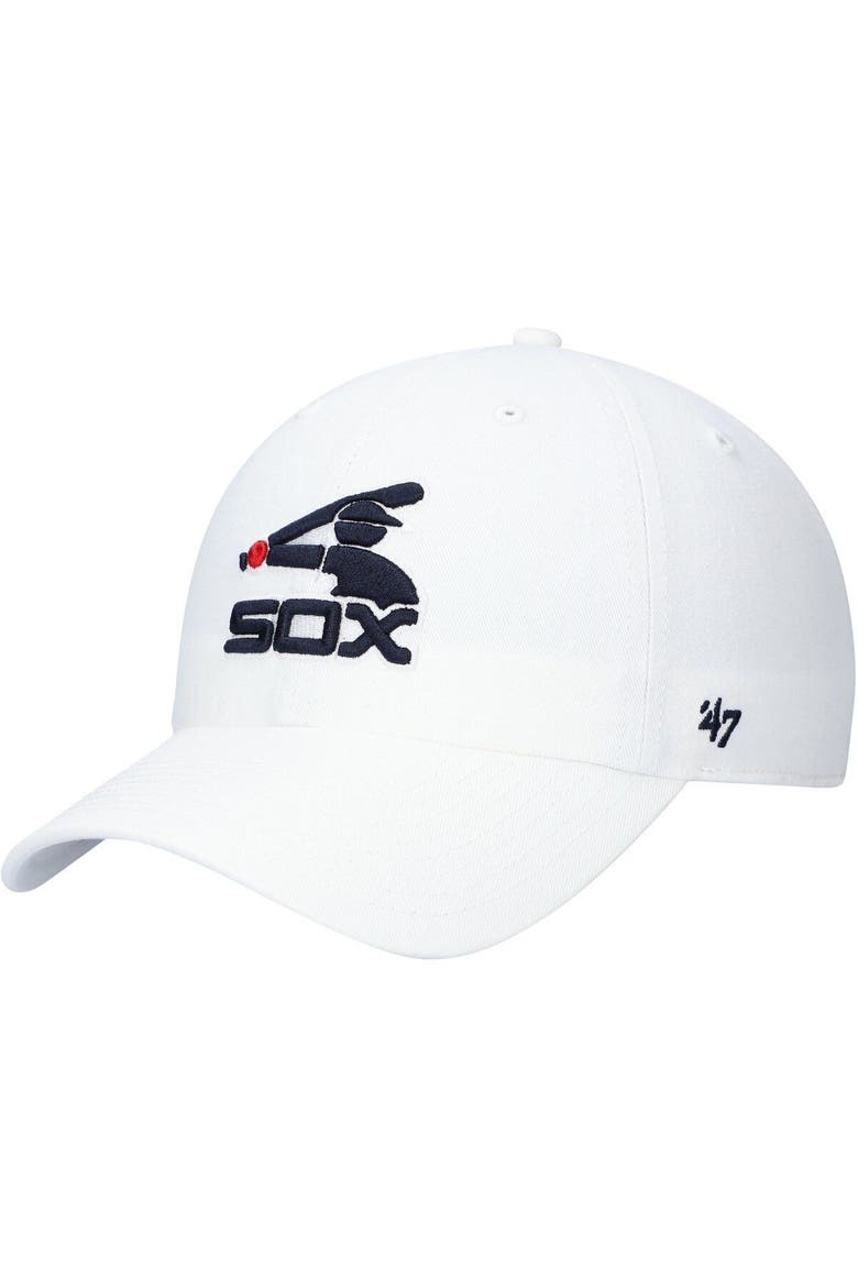 Men's '47 White Chicago White Sox 1976 Logo Cooperstown Collection Clean Up Adjustable Hat, Main, color, White