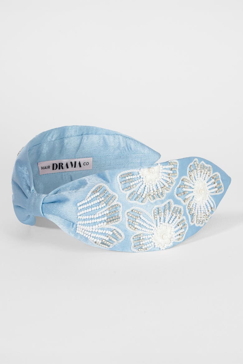 Flora Embellished Knotted Hair Band, Alternate, color, Blue