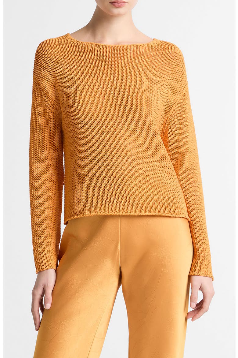 Open Knit Boat Neck Sweater, Main, color, TANGERINE