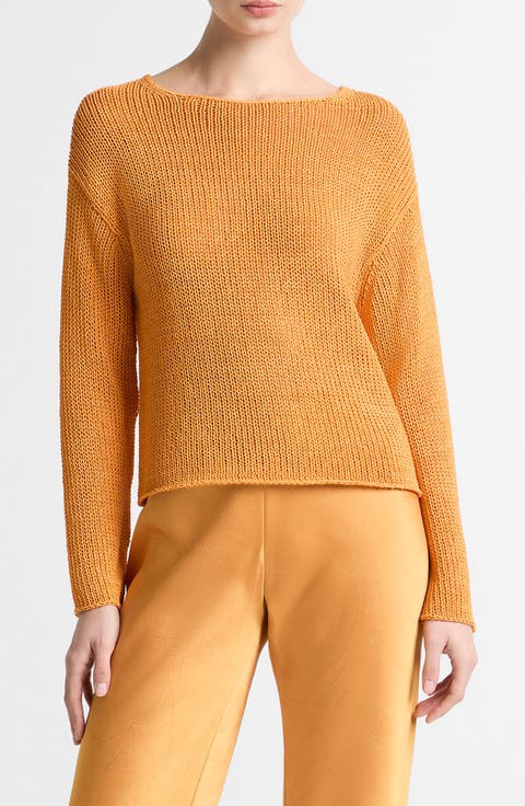 Open Knit Boat Neck Sweater