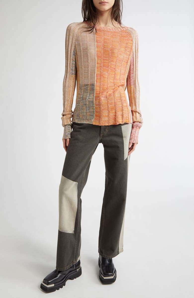 Eckhaus Latta Symphony Colorblock Linen Blend Sweater, Alternate, color,