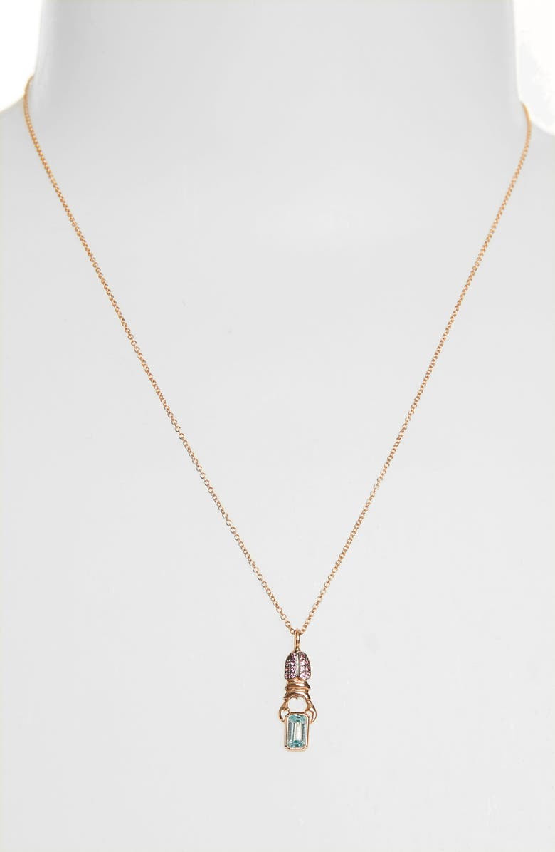 Daniela Villegas Khepri Pavé Rhodolite & Blue Zircon Pendant Necklace, Alternate, color, 