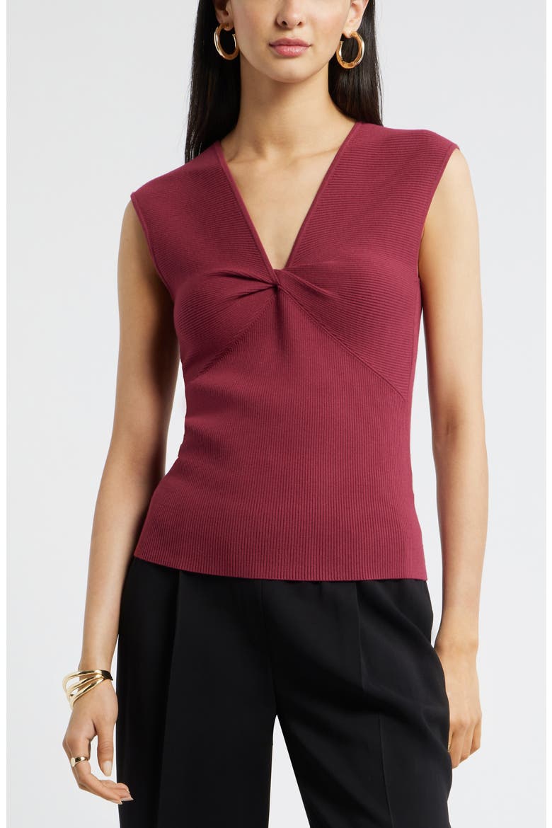 Sleeveless Twist Front Sweater, Main, color, BURGUNDY RHODE