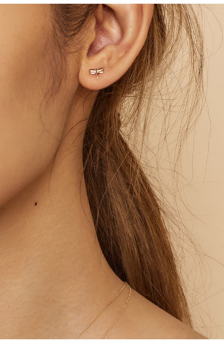 Oradina 14K Yellow Gold Flora Studs, Alternate, color, Yellow Gold