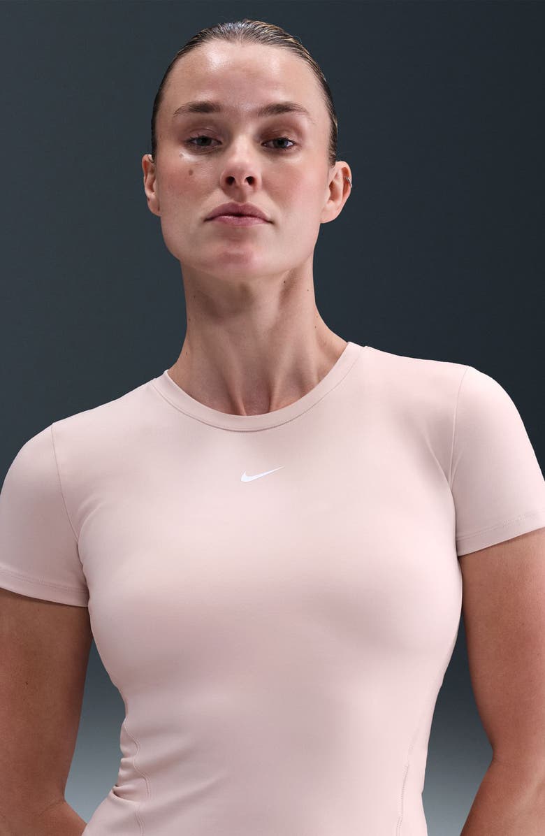 Nike One Dri-FIT Fitted Top, Alternate, color, Silt Red/ White