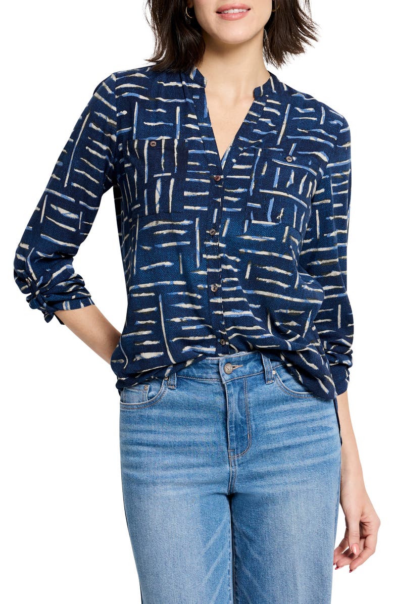 NIC+ZOE Indigo Dash Long Sleeve Button-Up Shirt, Main, color,