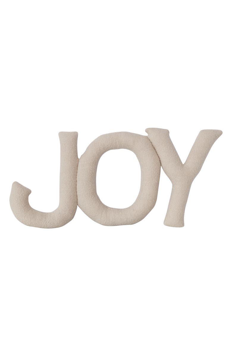 woven Cotton Slub "JOY" Shaped Pillow, Natural, Main, color, Natural