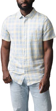 Hope & Henry Linen Short Sleeve Button Down Shirt