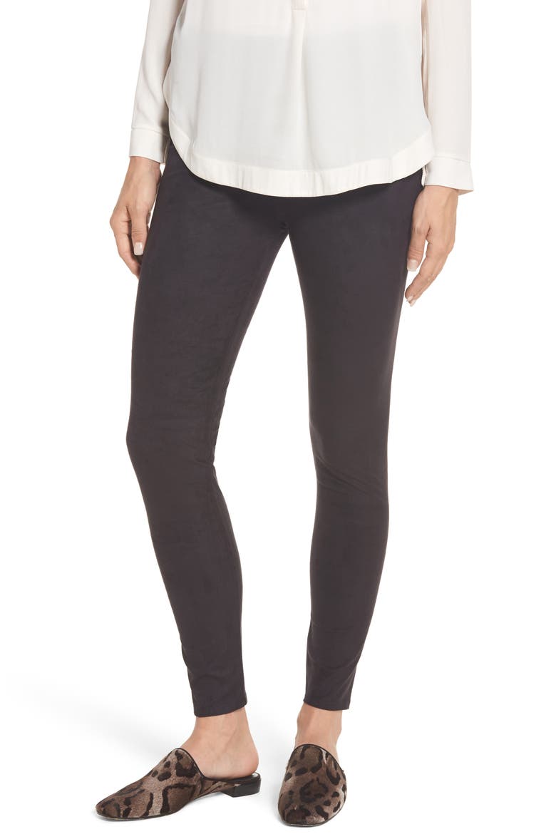 Lyssé High Waist Faux Suede Leggings, Main, color, BLACK