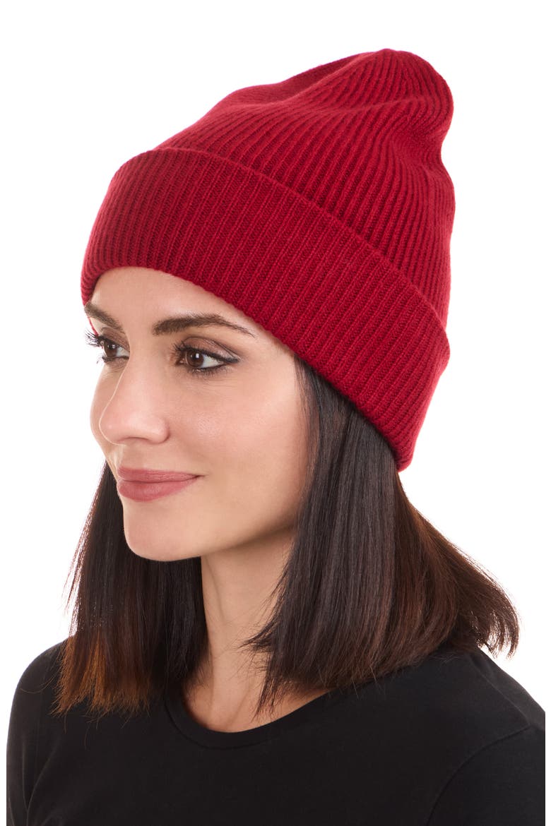 Ribbed Cashmere Double Cuff Beanie, Alternate, color, MAPLE