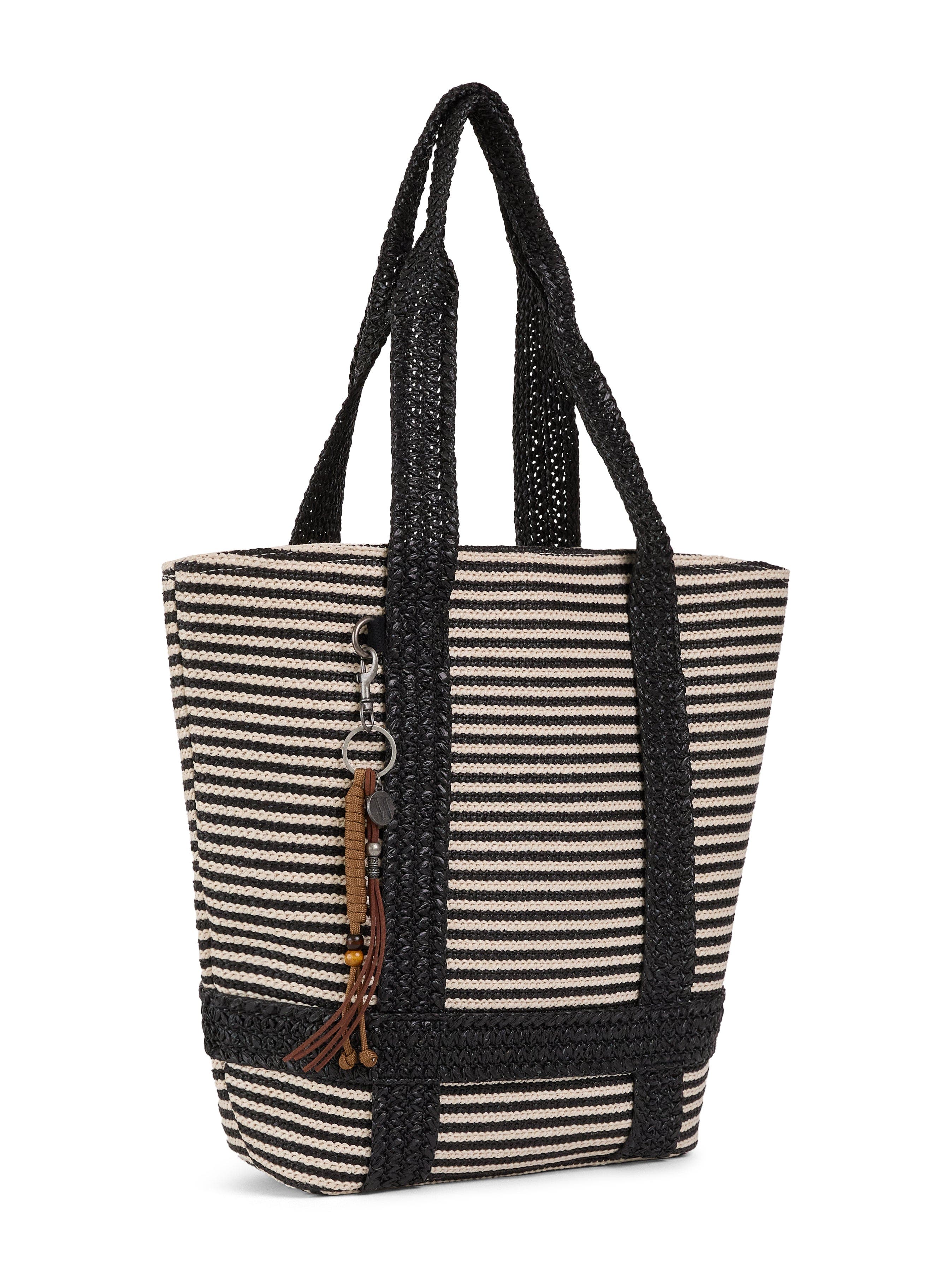 Wilt Palermo Tote, Alternate, color, Black Bone Stripe