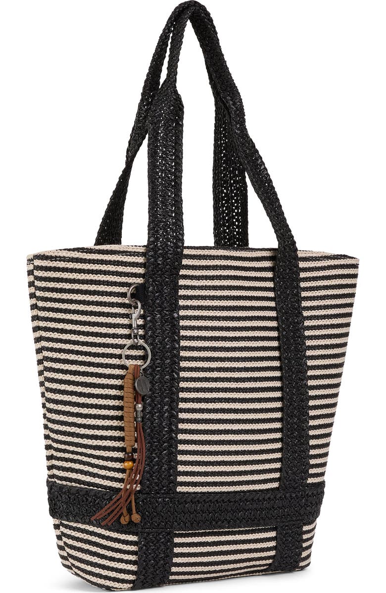 Wilt Palermo Tote, Alternate, color, Black Bone Stripe