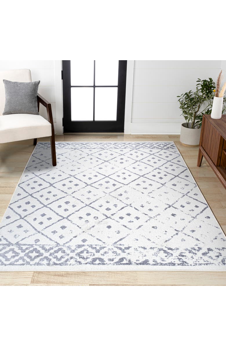 JONATHAN Y Juba Moroccan Geometric Diamond Area Rug, Alternate, color, Ivory/Gray