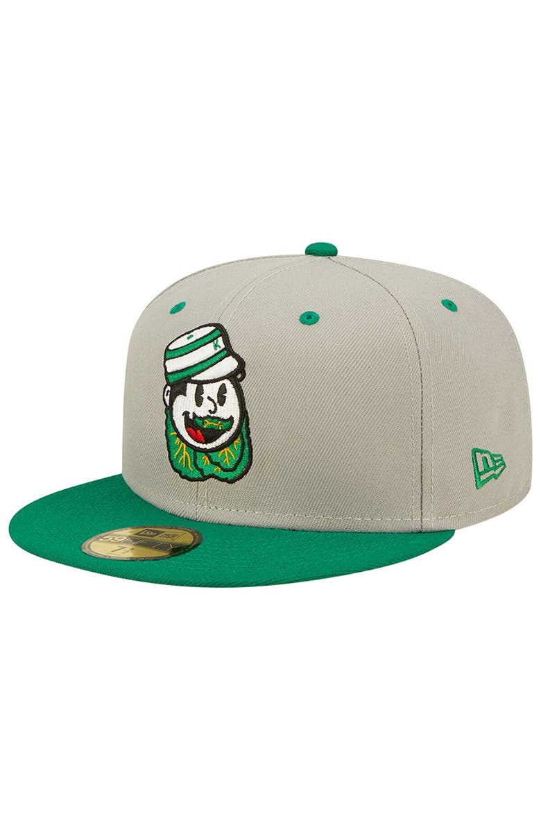 New Era Men's New Era Gray/Green Down East Wood Ducks Kinston Collard Greens Theme Night 59FIFTY Fitted Hat, Alternate, color, Gray
