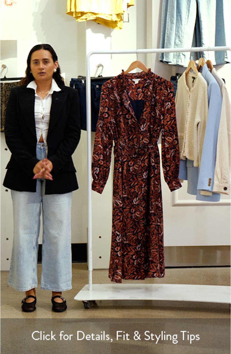 Floral Print Long Sleeve Shirtdress, sales video thumbnail