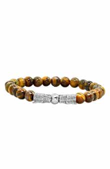 STEELTIME Men's Stainless Steel Tiger's Eye Beaded Dragon Bracelet