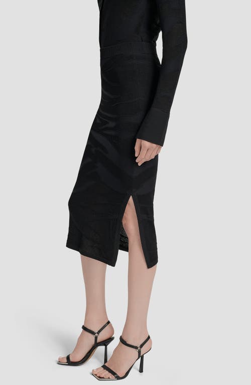 Dkny Zebra Stripe Knit Pencil Skirt In Black