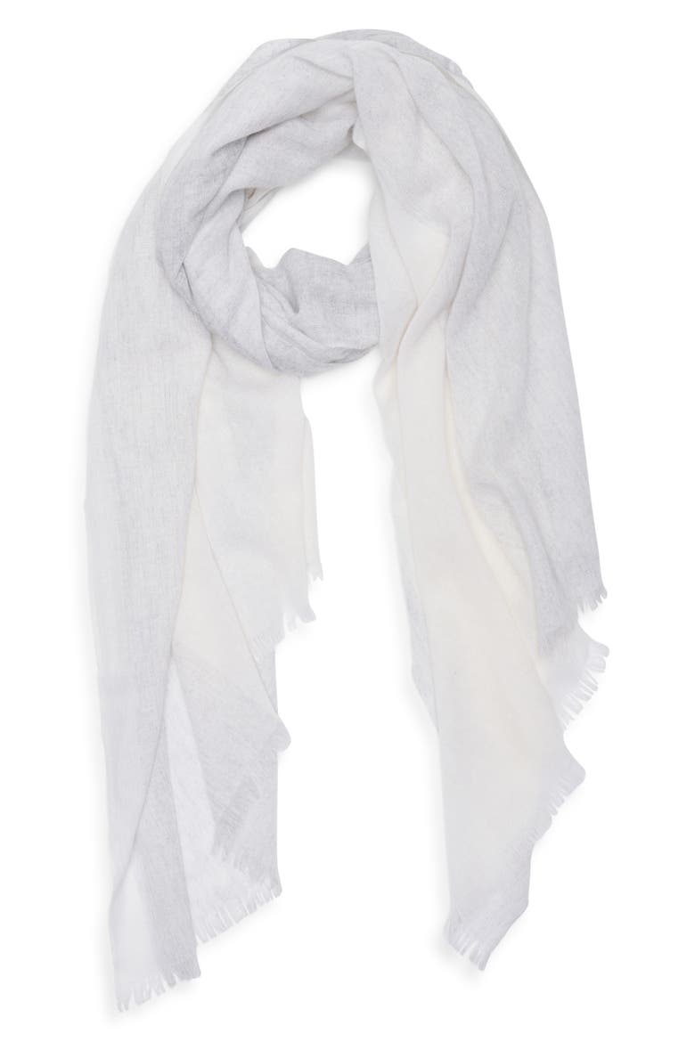 Checker Cashmere Scarf, Alternate, color, GREY- IVORY