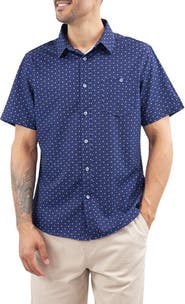 JACHS Classic Fit Floral Short Sleeve Button-Up Tech Shirt
