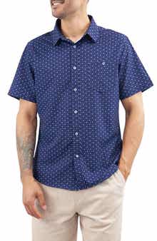 JACHS Classic Fit Floral Short Sleeve Button-Up Tech Shirt