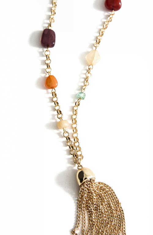 Mango Fringed Bead Necklace In Gold