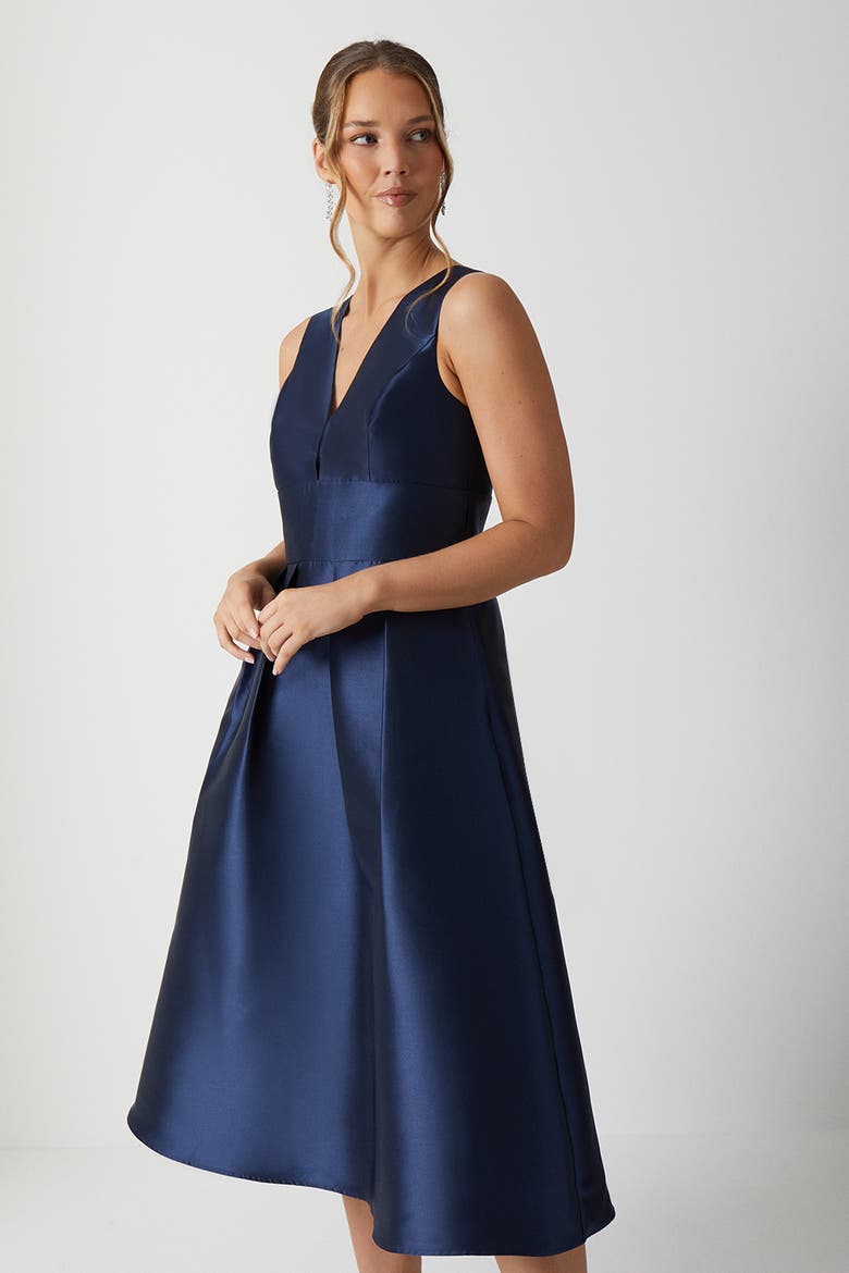 Twill Midi Bridesmaid Dress, Alternate, color, Navy