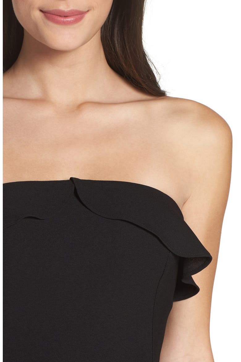 Ruffle Crepe High/Low Dress, Alternate, color, BLACK