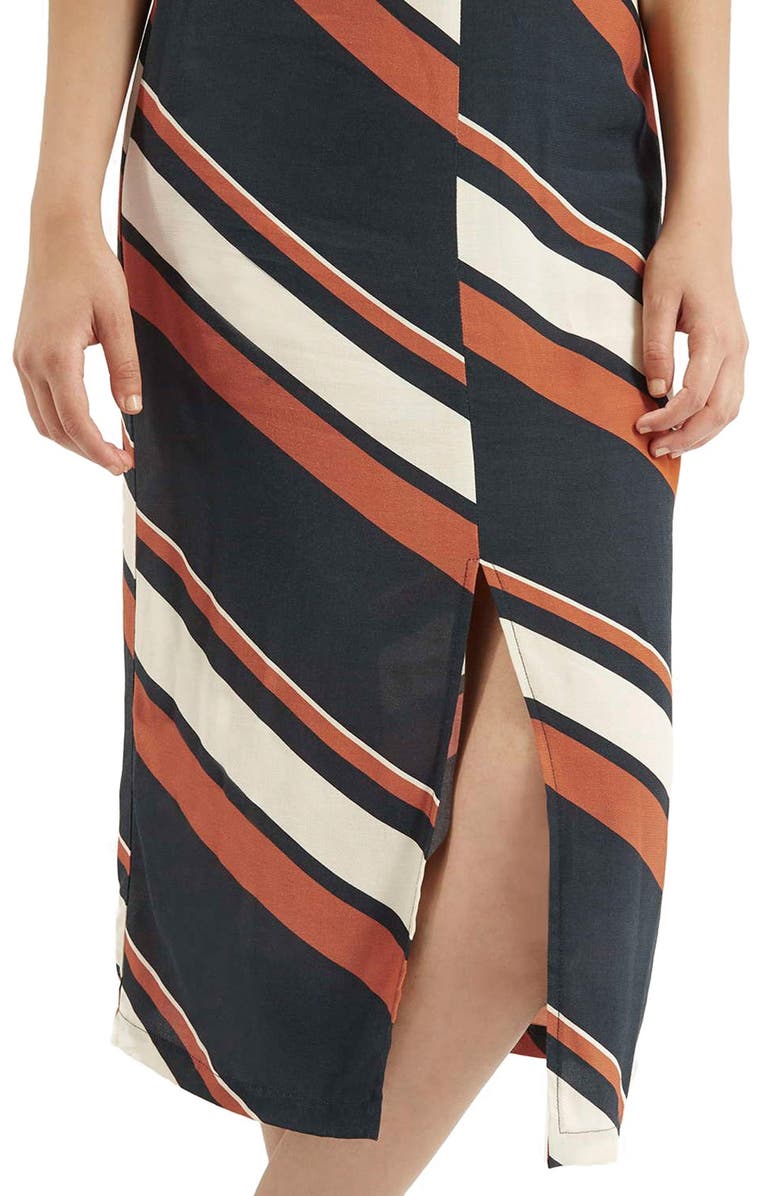 Topshop Split Stripe Midi Skirt, Alternate, color, 