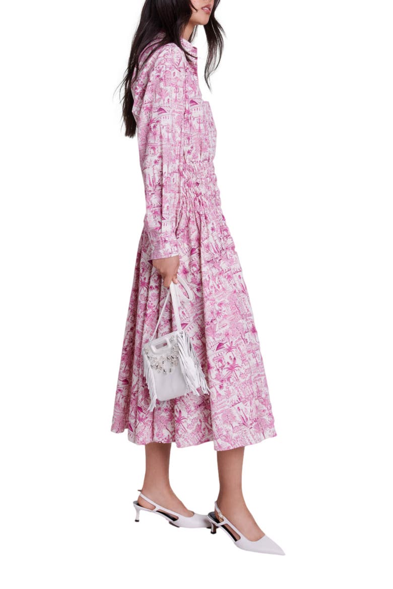 Elasticated smocked-waist skirt, Alternate, color, Paris pink print