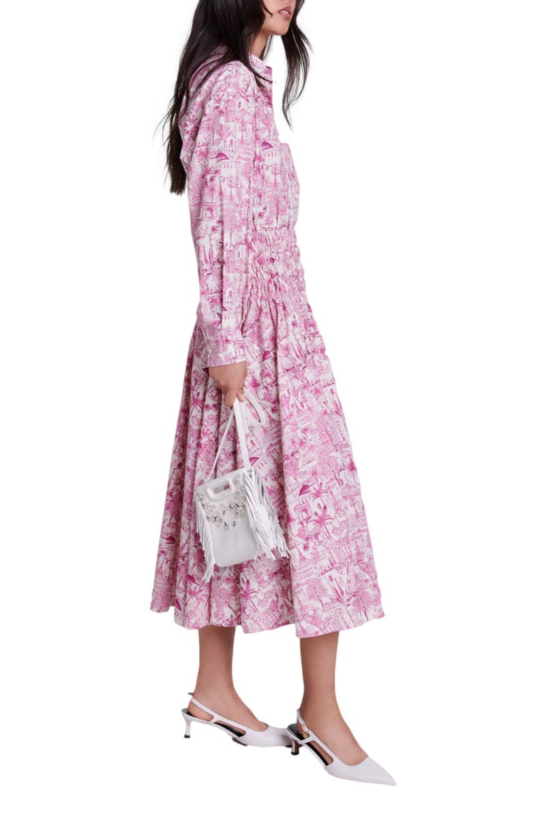 maje Elasticated smocked-waist skirt, Alternate, color,