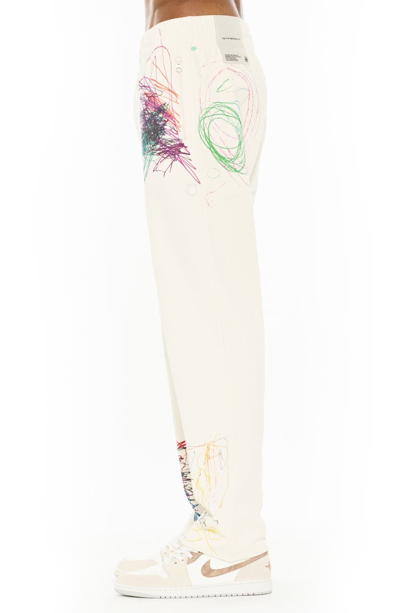 Cult of Individuality Scribble Raw Hem Sweatpants, Alternate, color, Winter White