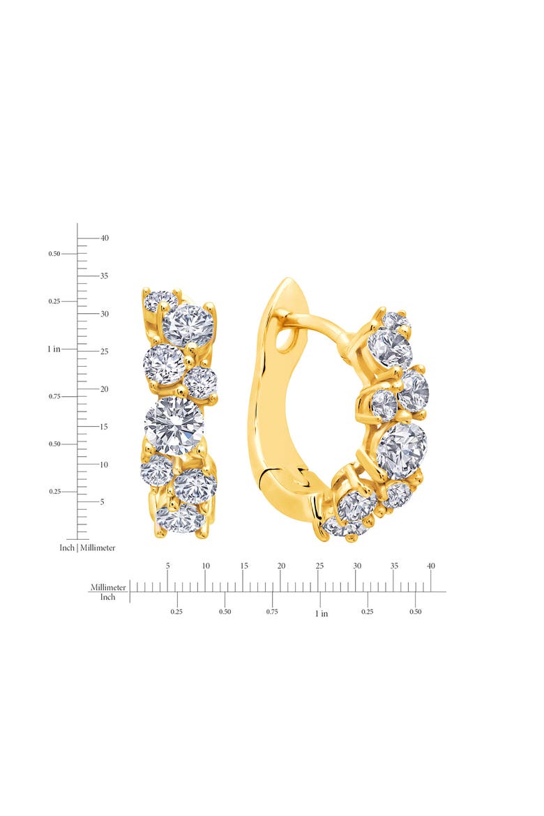 Cubic Zirconia Cluster Petite Hoop Earrings, Alternate, color, 18KYG/ CLEAR STONE