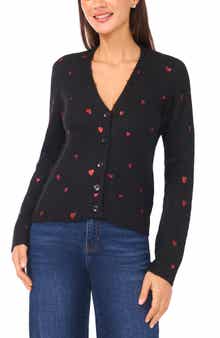 CeCe Foil Heart Cardigan
