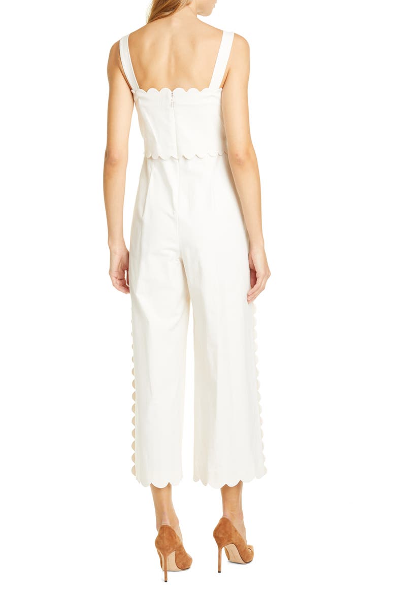 Sleeveless Scalloped Jumpsuit, Alternate, color, VANILLA