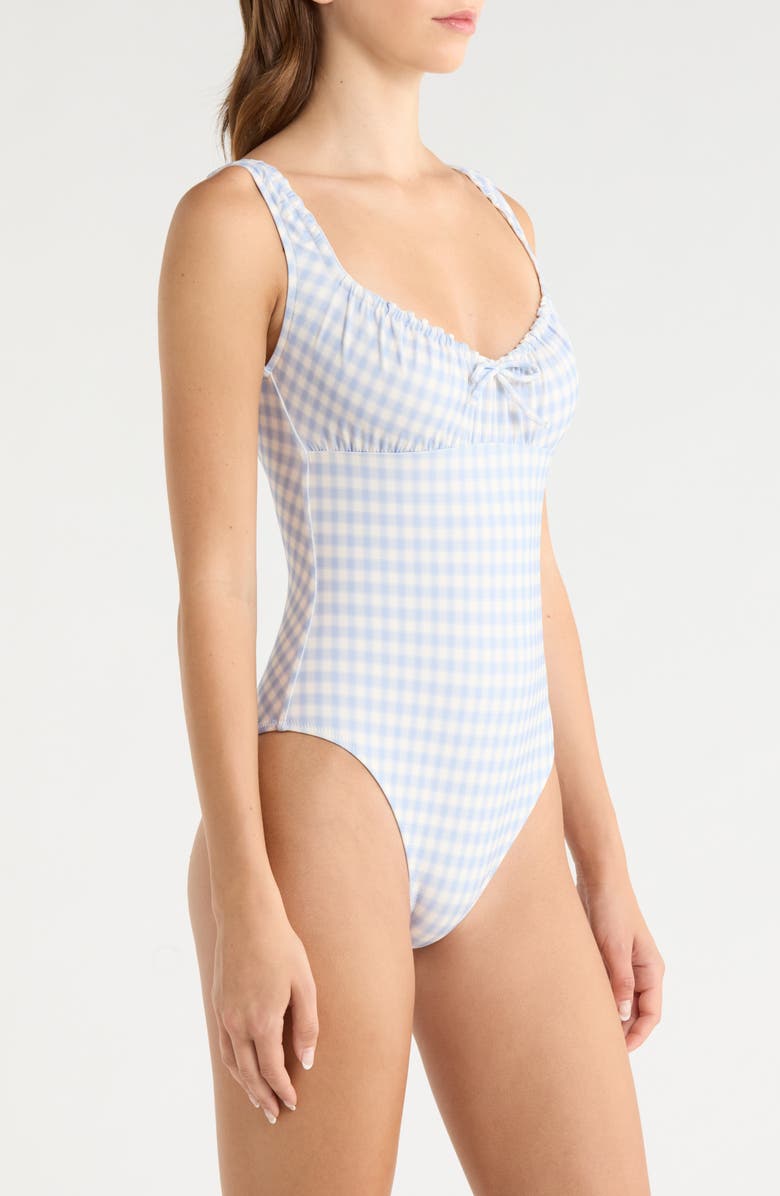 Reformation Bahia Gingham One-Piece Swimsuit, Alternate, color, Crystal Check