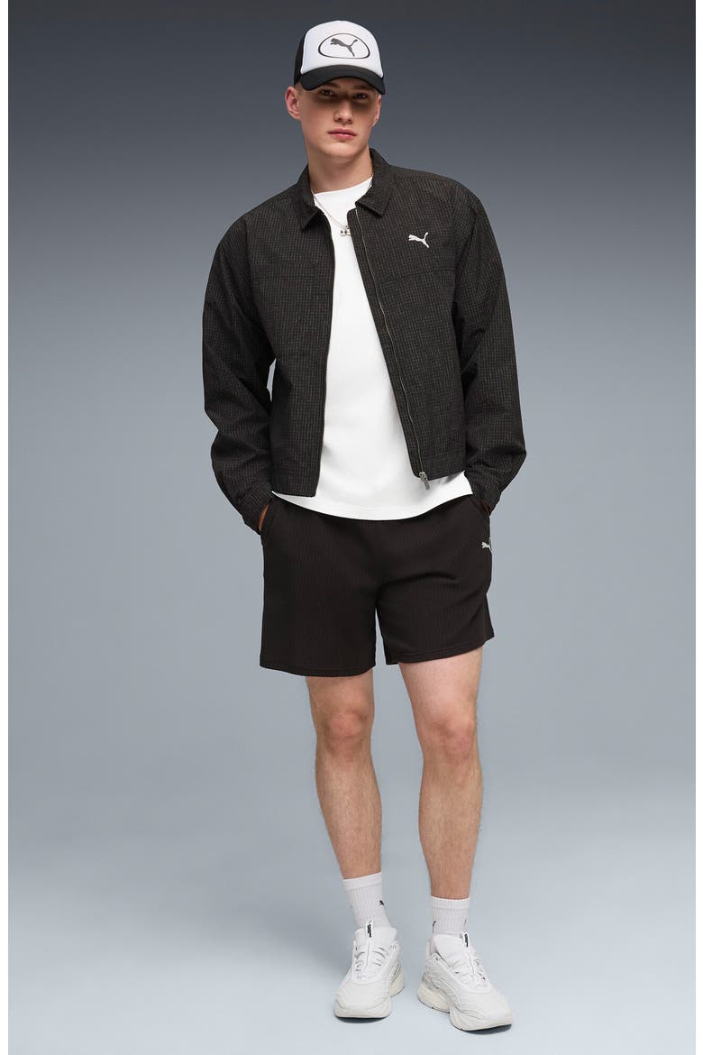 Wardrobe Essentials Relaxed Waffle Knit Shorts, Alternate, color, PUMA BLACK