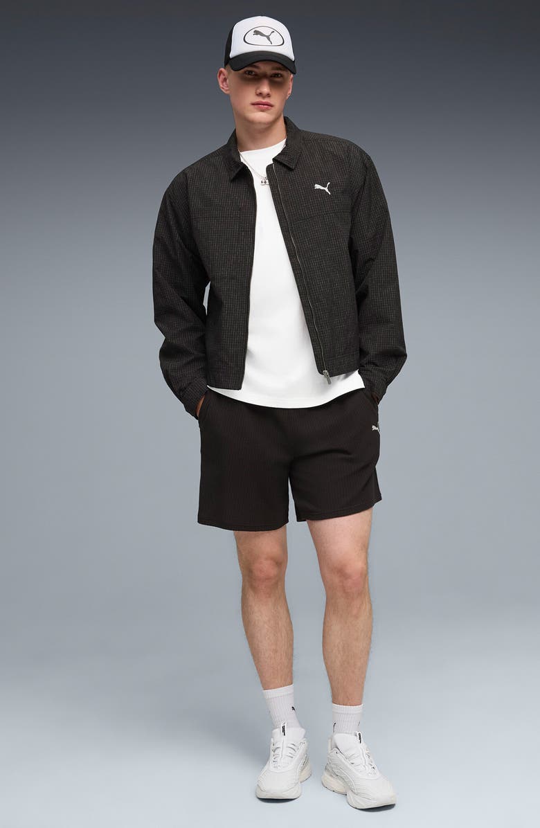 PUMA Wardrobe Essentials Relaxed Waffle Knit Shorts, Alternate, color, Puma Black