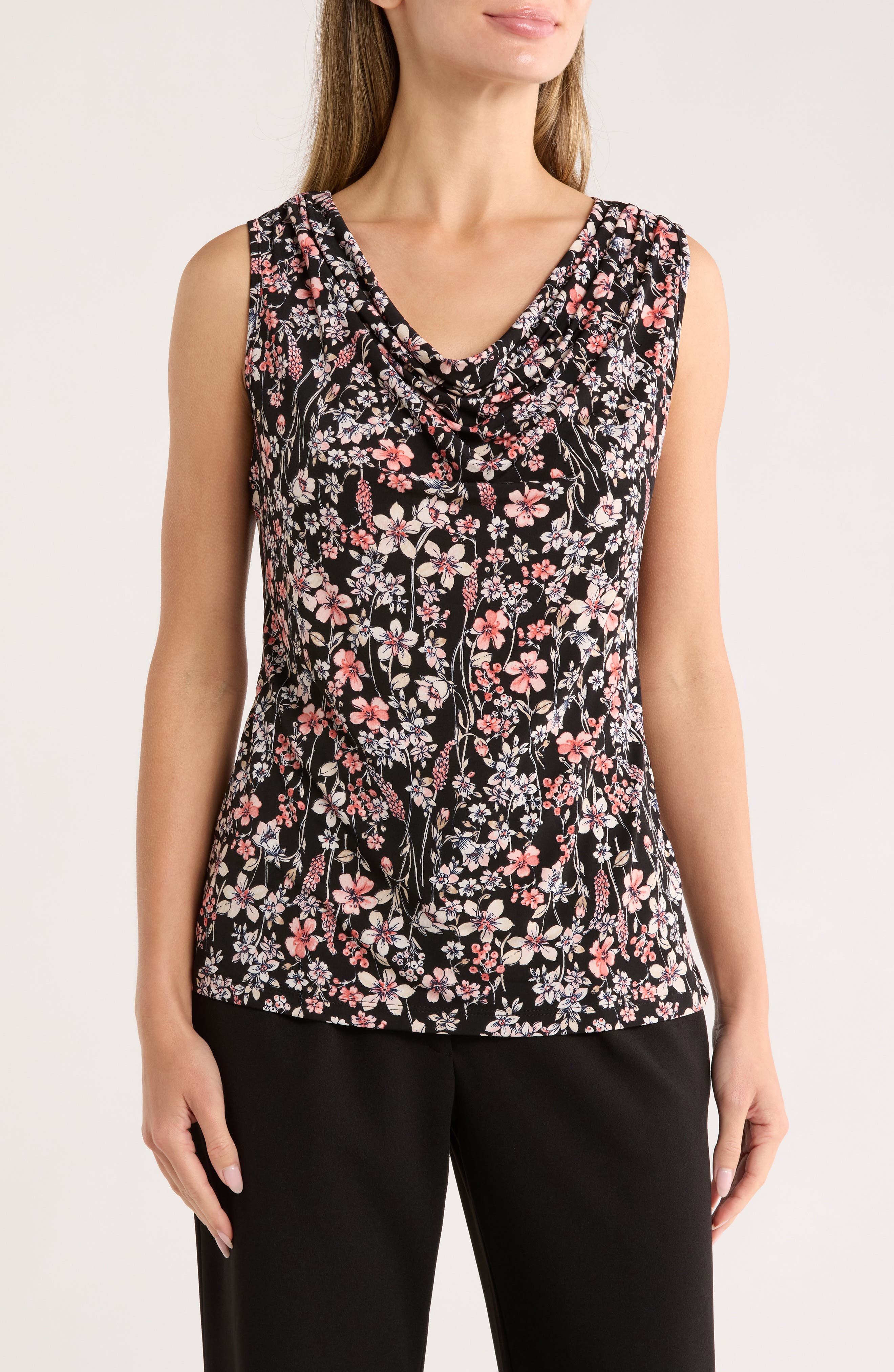 T Tahari Cowl Neck Sleeveless Top