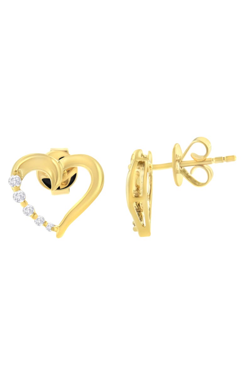 Haus of Brilliance 14K Yellow Gold 1/8 Ct Diamond Journey Heart Hoop Earrings, Alternate, color, Yellow