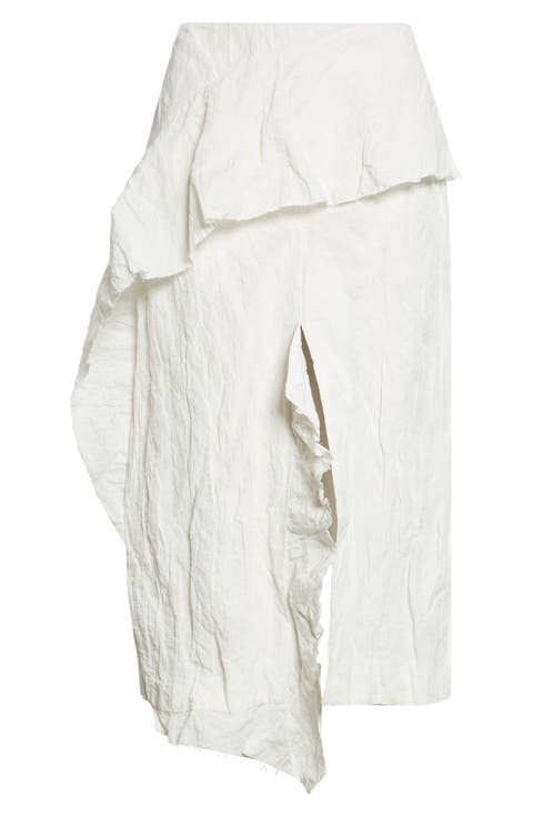 Hansly Crinkle Cotton Blend Midi Skirt