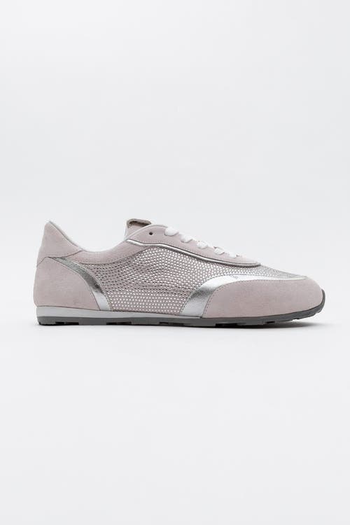 Forever & Always Shoes Bonia Rhinestone Suede Leather Sneakers In Pink Suede Leather