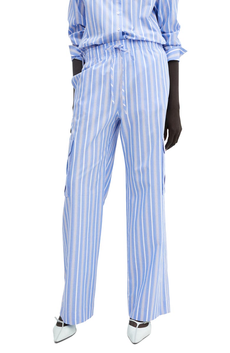 MANGO Stripe Drawstring Cargo Pants, Main, color, 
