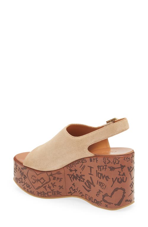 Chloé Maxime Platform Wedge Suede Sandals In Brown